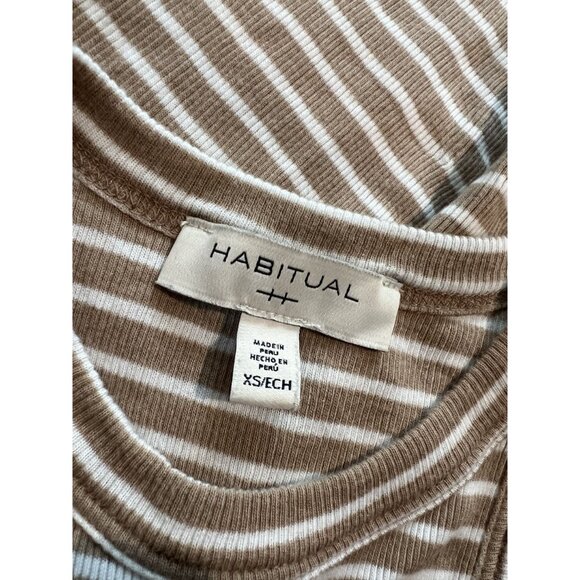 Habitual High Neck Tank Top in Brown White Stripe - Picture 3 of 3